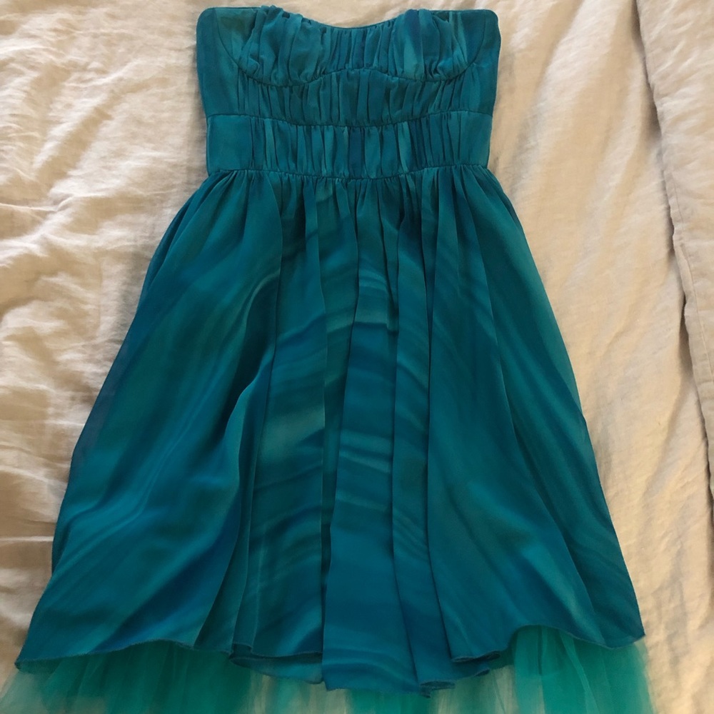 Turquoise Strapless ABS Dress